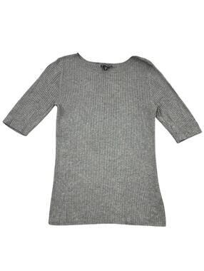 Vintage Express Gray Ribbed Boatneck Knit Top